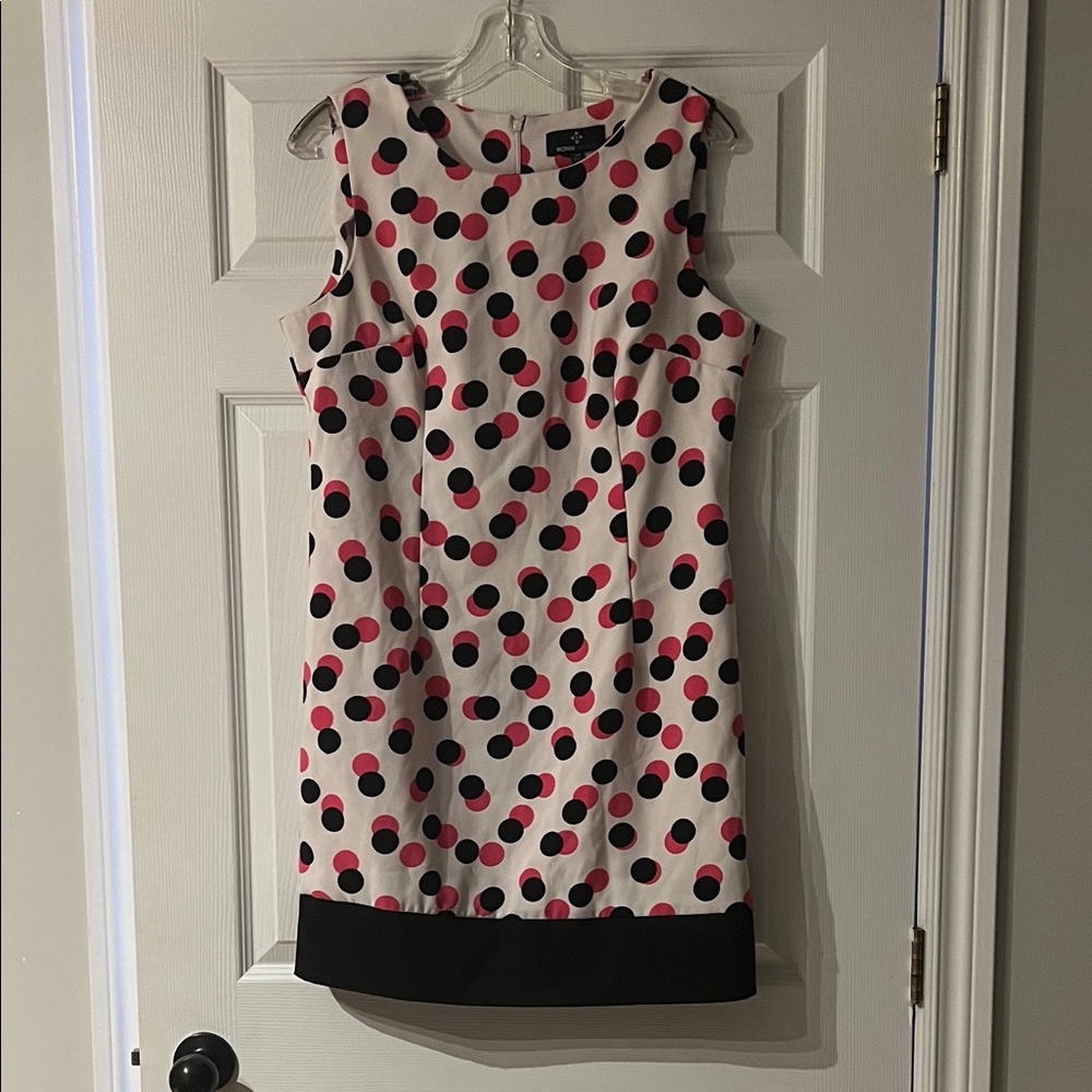 4/$20 Ronni Nicole White Dress with Pink and Black Dots